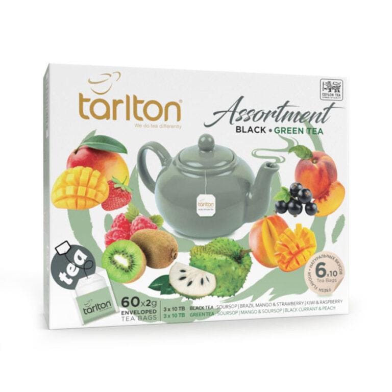 Tarlton Tea, Green Tea and Black Tea Sachets and Bags, Assorted Flavors, Kiwi, Strawberry, Raspberry, Mango, Soursop, Black Currant, Peach, Earl Grey, Wholesale Tea Supplier, Export, Custom Brand, Tea Company