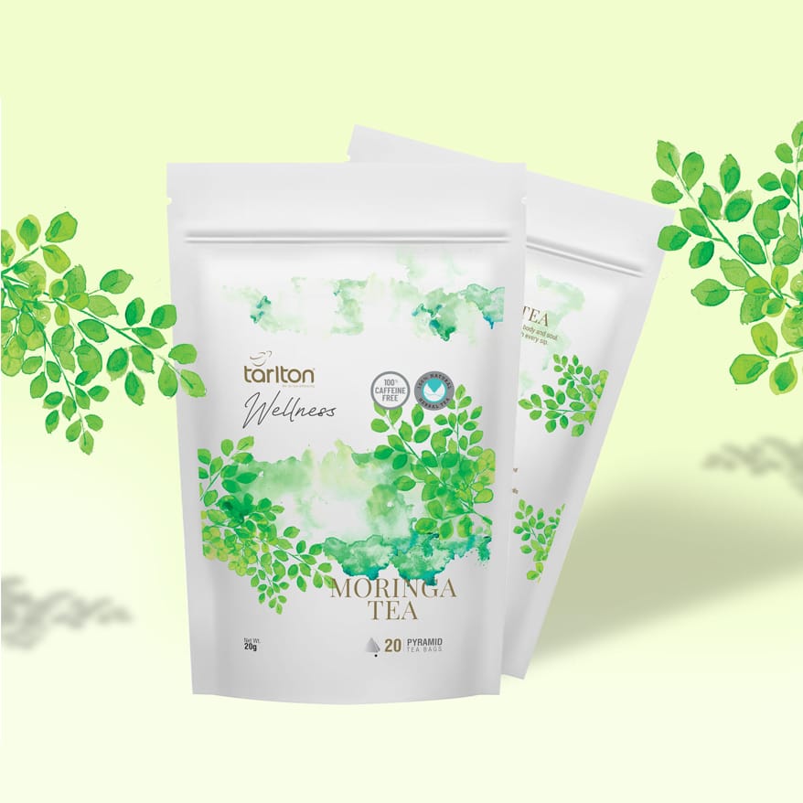 Moringa Tea, Tarlton Tea, Herbal, Venture Tea, Wellness, Vegan Tea, Pyramid Tea Bags, Biodegradable tea bag, Silk tea bag