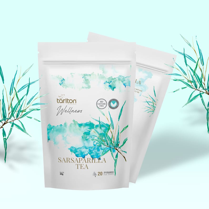 Sarsaparilla Tea, Tarlton Tea, Venture Tea, Herbal, Wellness, Vegan Tea, Pyramid Tea Bags, Biodegradable tea bag, Silk tea bag