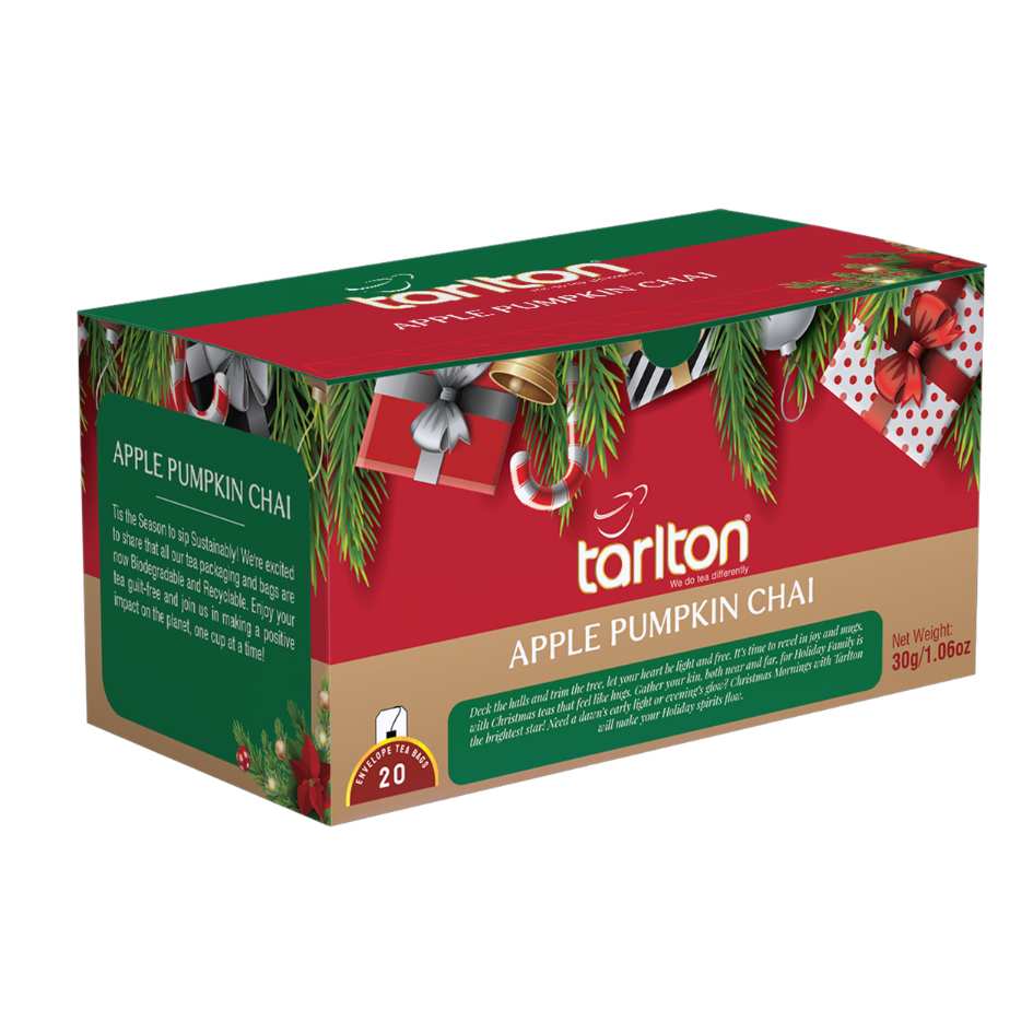 tarlton apple pumpkin chai eco friendly ceylon tea bag carton