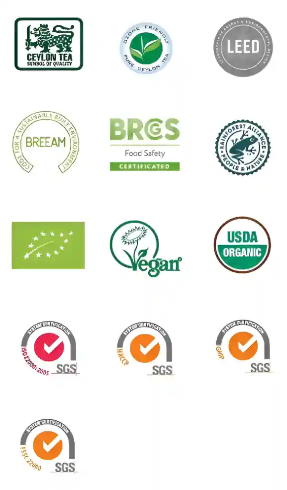 International certifications for Tarlton Tea